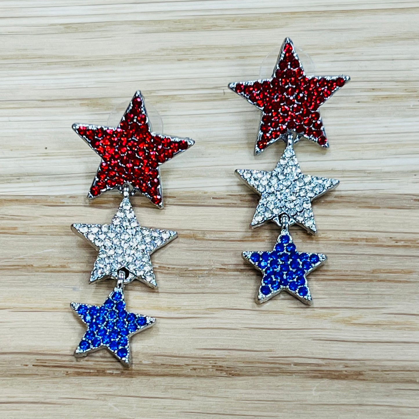 Red White & Blue Star Dangle Earrings