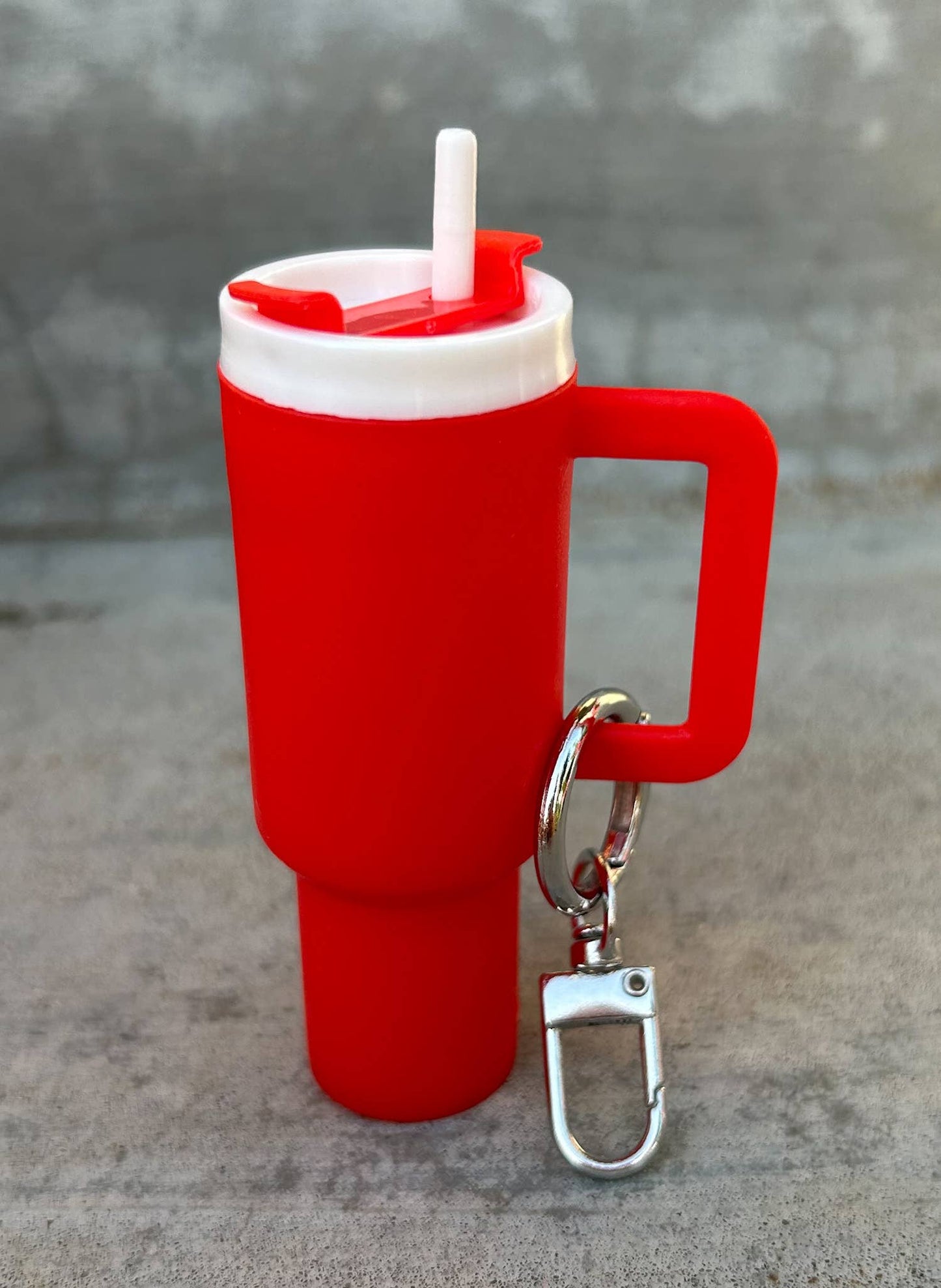 Plastic Tumbler Keychain with Removable Lid : Hot Pink