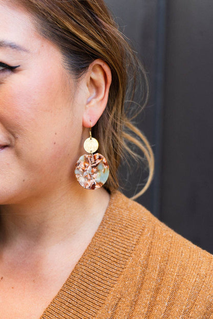 Zoey Earrings - Seafoam & Rust