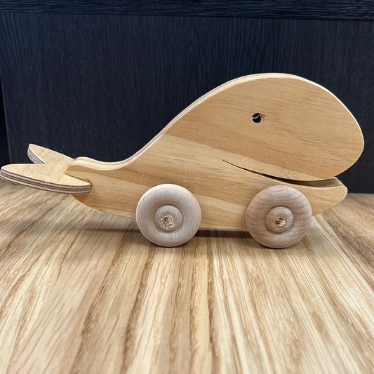 Handmade Wood Push Toy - Whale