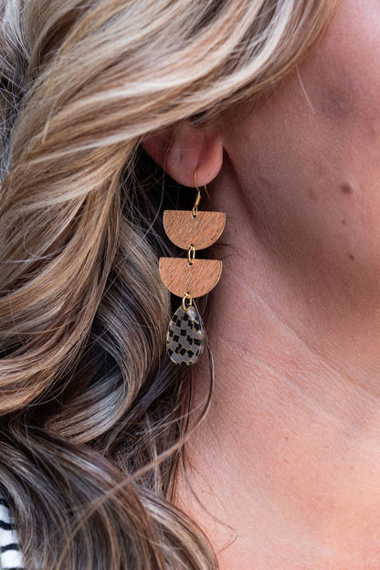 Aria Earrings - Black Shimmer Checker