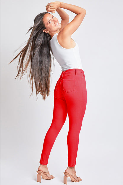 Full Size Hyperstretch Mid-Rise Skinny Jean - Ruby Red