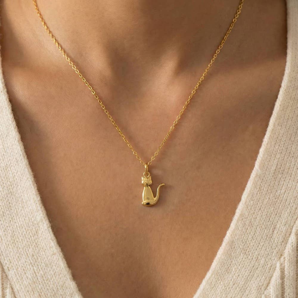 Gold Dipped Cat Pendant Necklace
