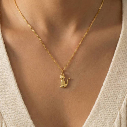 Gold Dipped Cat Pendant Necklace