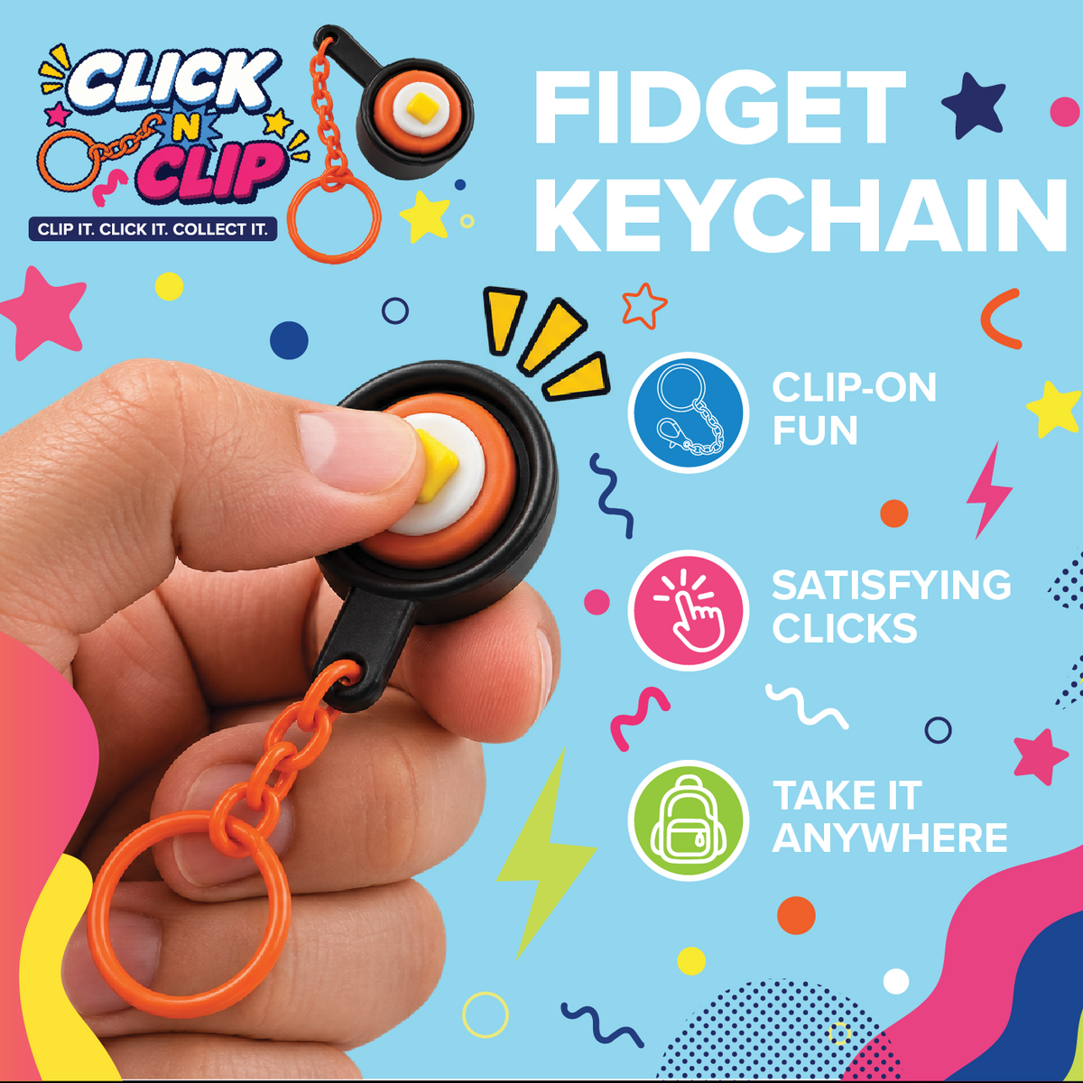 Click N' Clip Foods Fidget Clicker Keychain