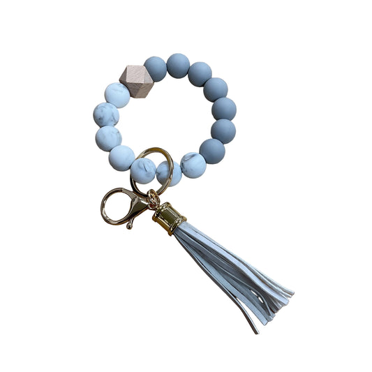 Silicone Wristlet Keychain - Gray Marble