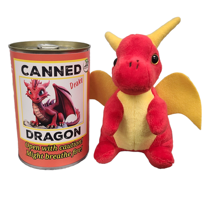 Canned Dragon | Stuffed Animal Plush w/Jokes | Unique Gift: Pop Top Lid