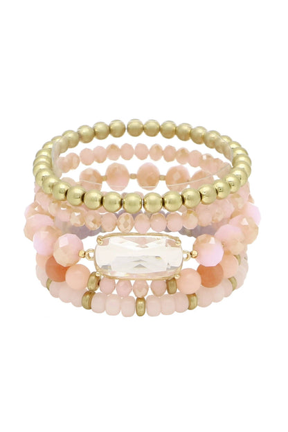 Crystal Beaded Bracelet - Pink