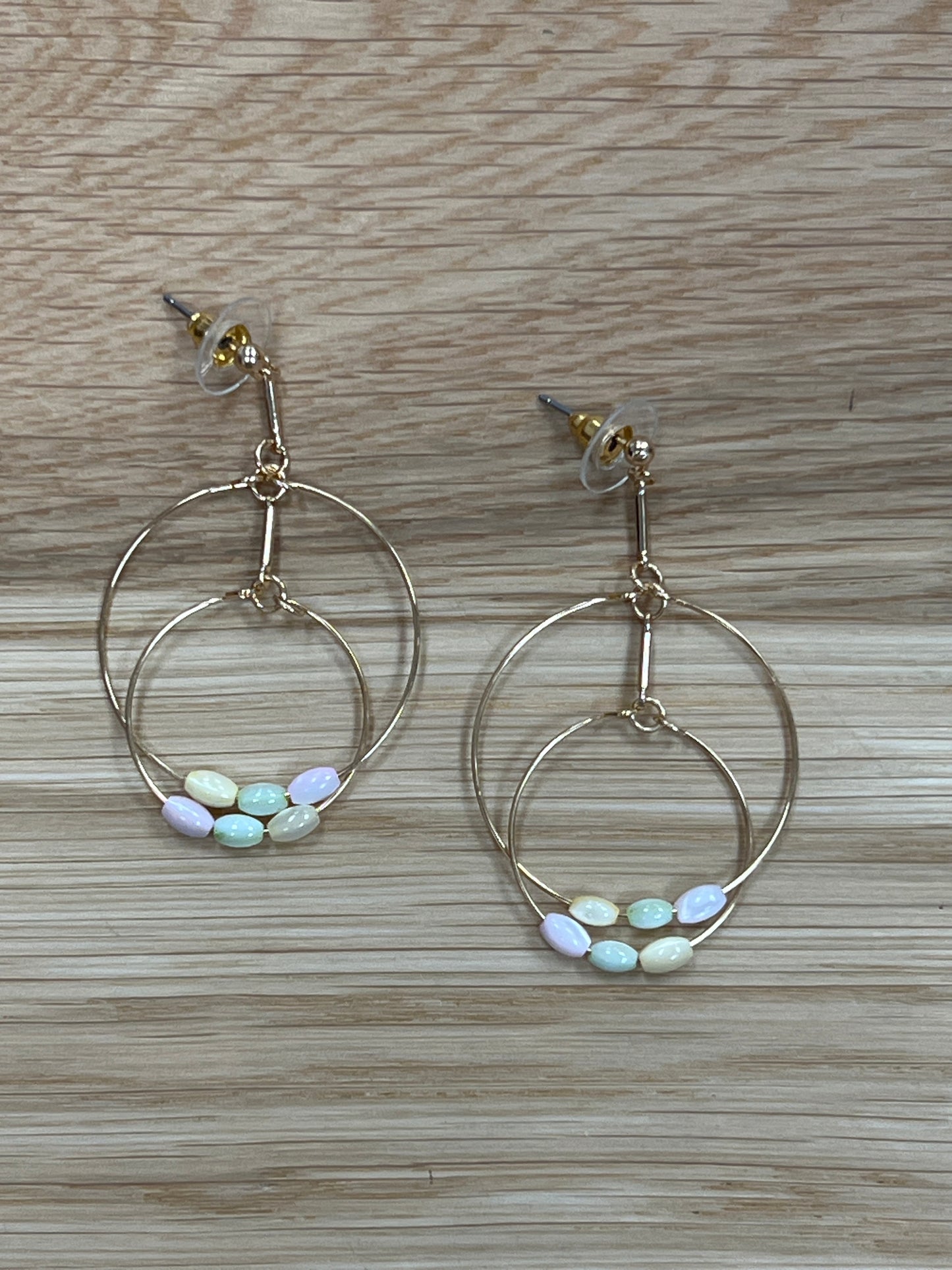 Double Hoop With Pastel Beads Earrings