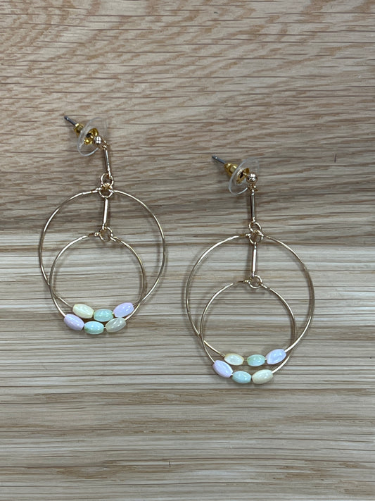 Double Hoop With Pastel Beads Earrings