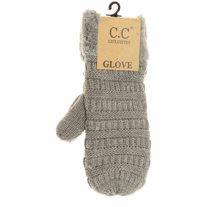 Solid Fuzzy Lined Women's Mittens