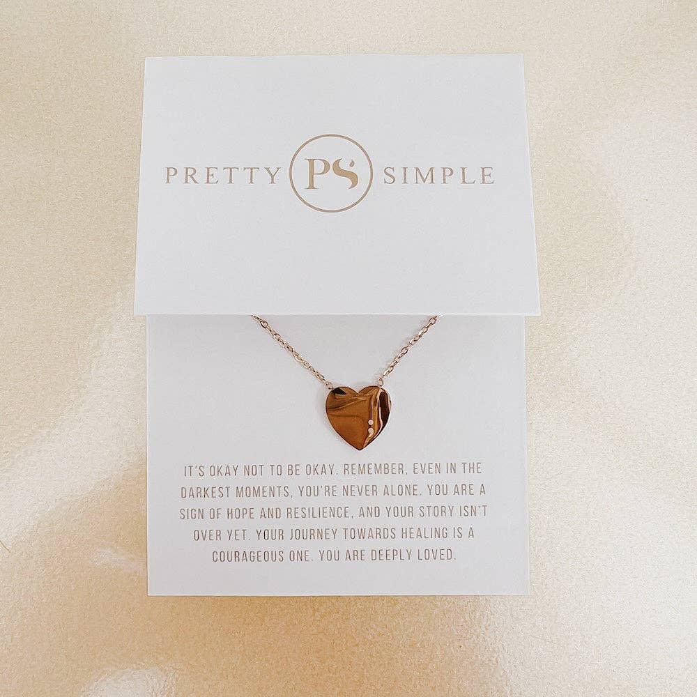 Sweet Heart Gift Necklace - Gold Semicolon