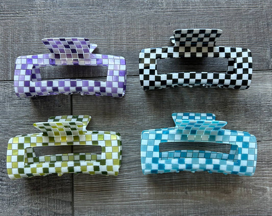 4 Inch Checkered Claw Clip