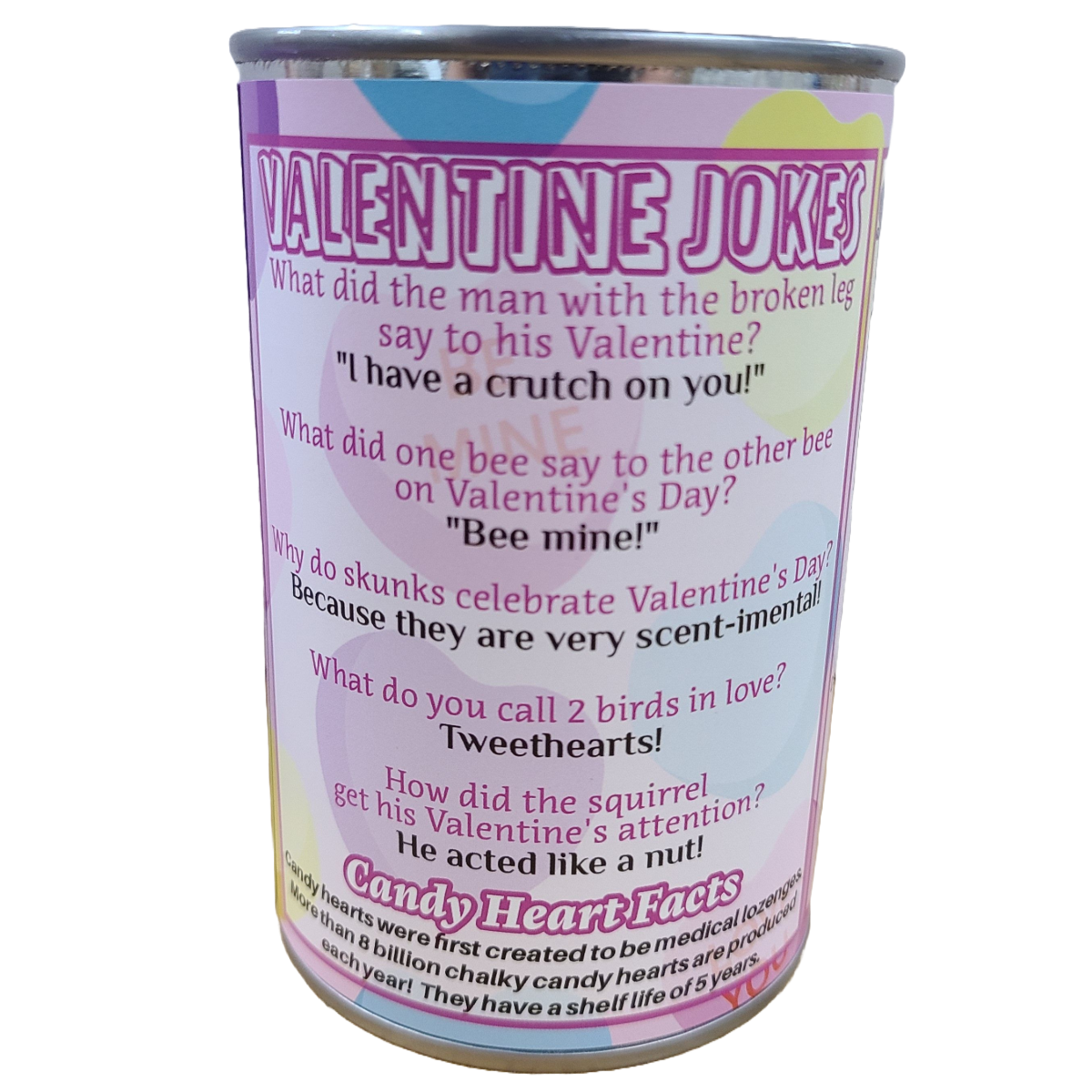 Canned Be Mine Candy Heart | Funny Jokes Valentine Plush: Pop Top Lid