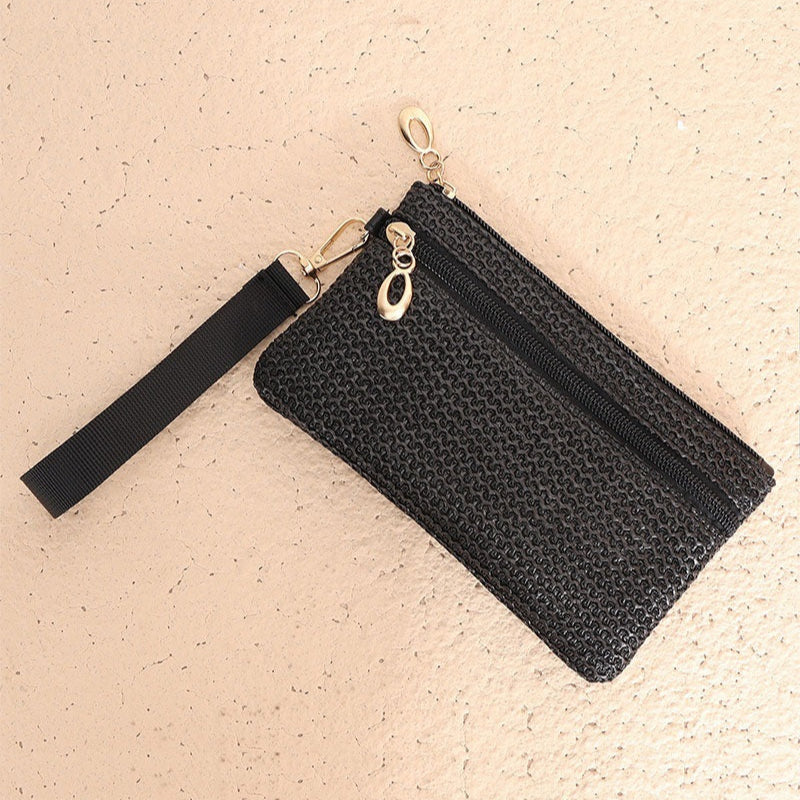 Boho Woven Straw Wristlet