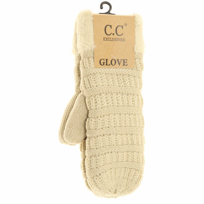 Solid Fuzzy Lined Women's Mittens