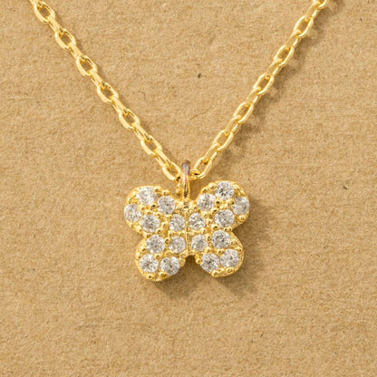 Gold Dipped Pave Mini Butterfly Charm Necklace