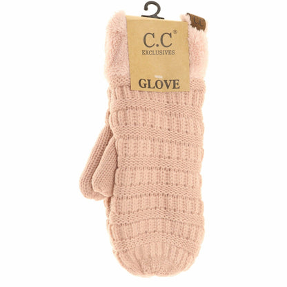 Solid Fuzzy Lined Women's Mittens