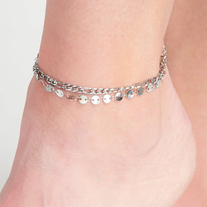 Waterproof Multi Row Figaro Chain Anklet