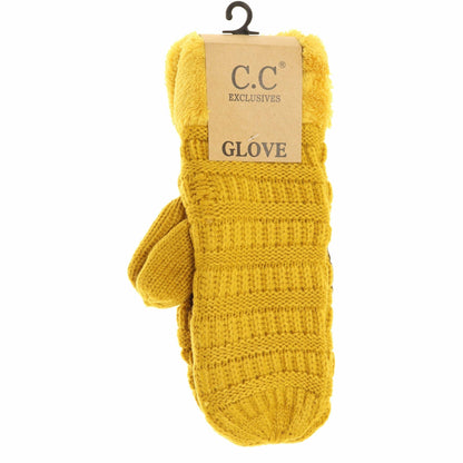 Solid Fuzzy Lined Women's Mittens