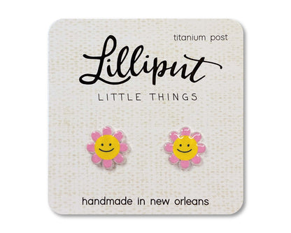 Pink Happy Daisy Earrings