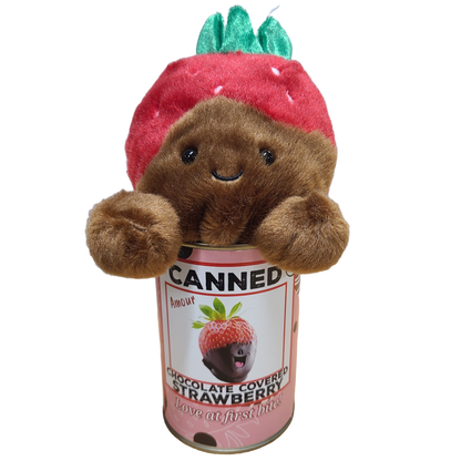 Canned Chocolate Covered Strawberry | Valentine Gift Plush: Pop Top Lid