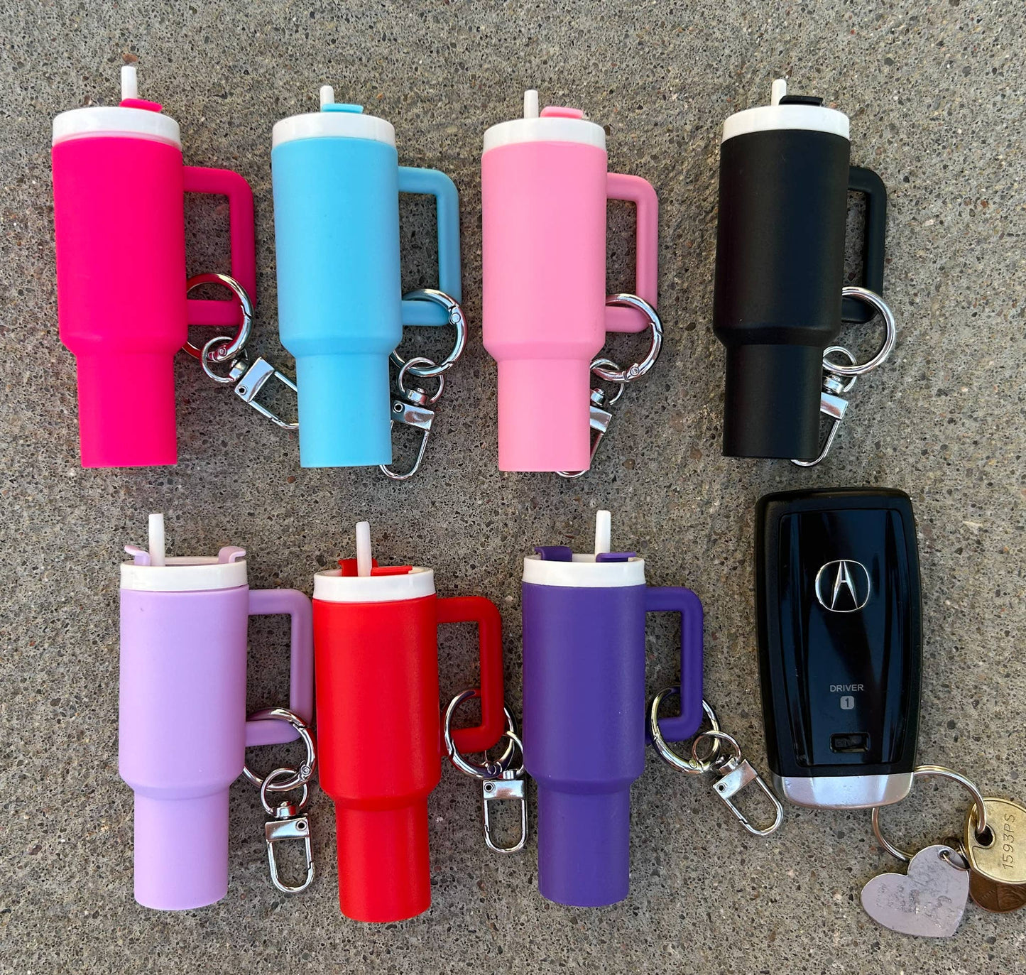 Plastic Tumbler Keychain with Removable Lid : Red