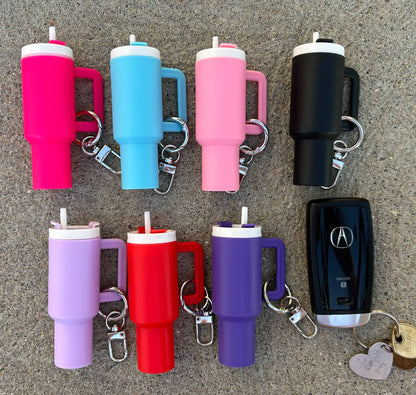 Plastic Tumbler Keychain with Removable Lid : Light Blue