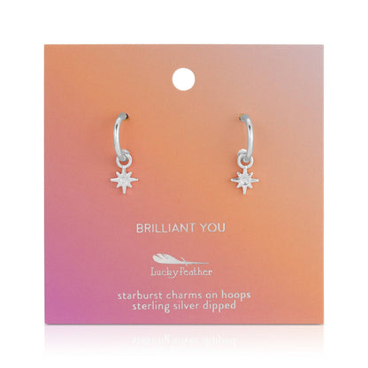 Hoops with Drop - Starburst (silver) - BRILLIANT