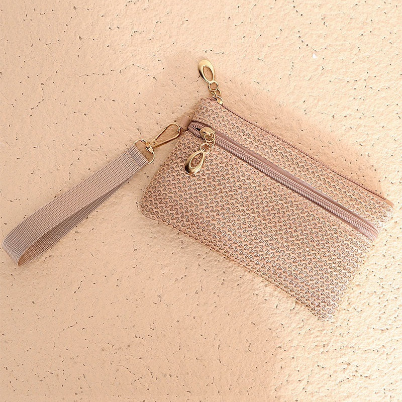 Boho Woven Straw Wristlet