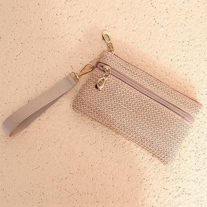 Boho Woven Straw Wristlet