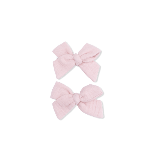 Solid Muslin Lotus - 2 Pack Bow Clips