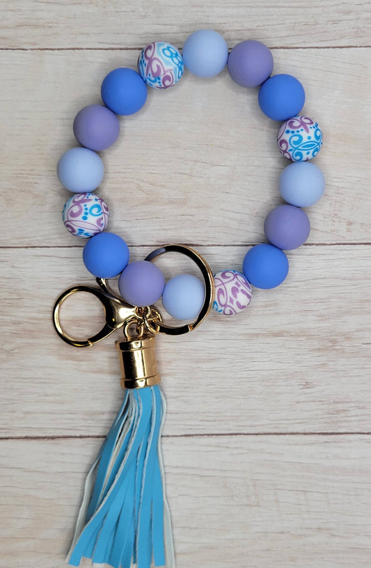 Purple Blue Swirl Wristlet Keychain