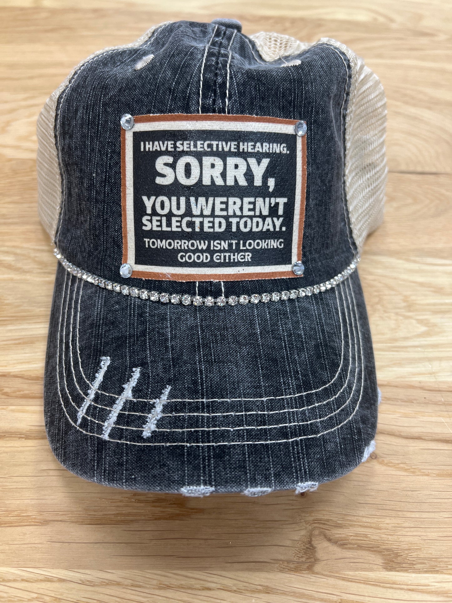 I Have Selective Hearing Distressed Trucker Hat