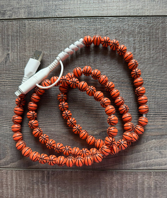 Sports Ball Phone Cord with Lightening and USB-C - Basketball