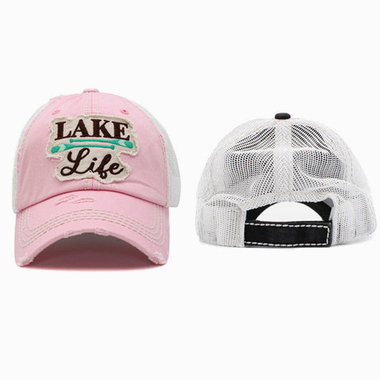 LAKE LIFE Vintage Mesh Ball Cap - Pink