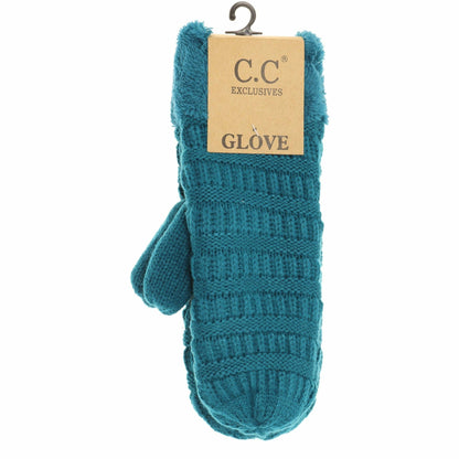 Solid Fuzzy Lined Women's Mittens