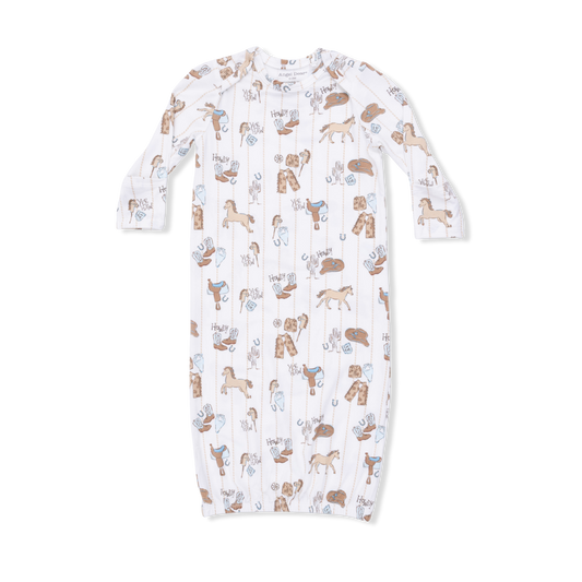 Cowboy Nursery - Lap Shoulder Gown & Beanie Hat