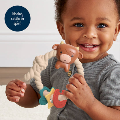 Ritzy Rattle™ Silicone Teether Rattles - Highland Cow