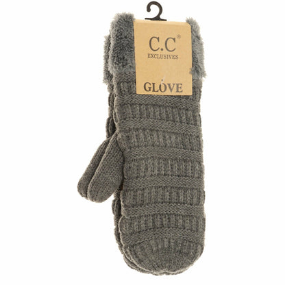 Solid Fuzzy Lined Women's Mittens