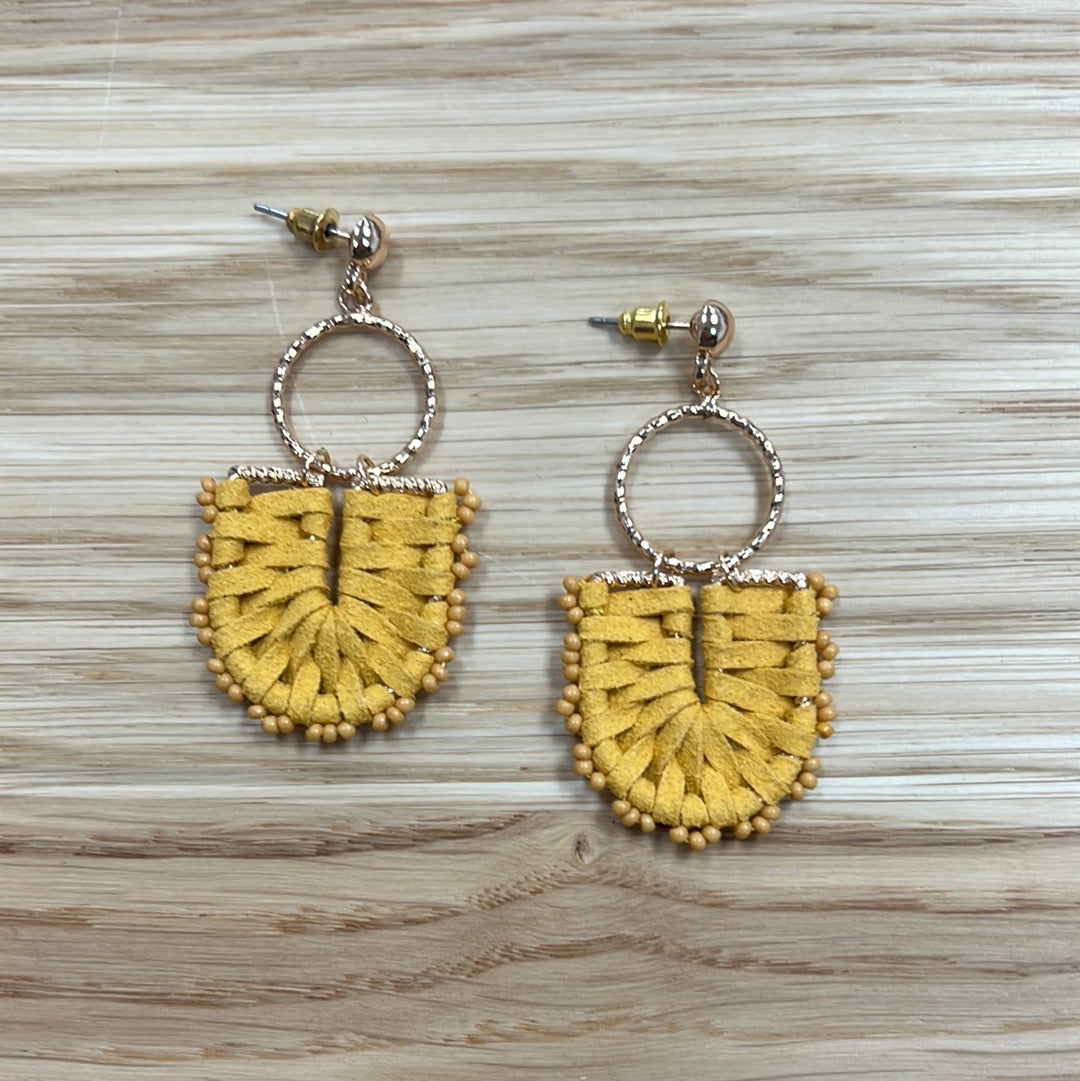 U Shape Dangle Earrings - Mustard