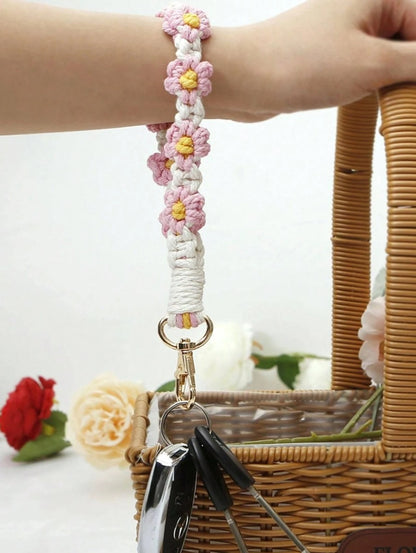 Daisy Flower Wristlet Keychain