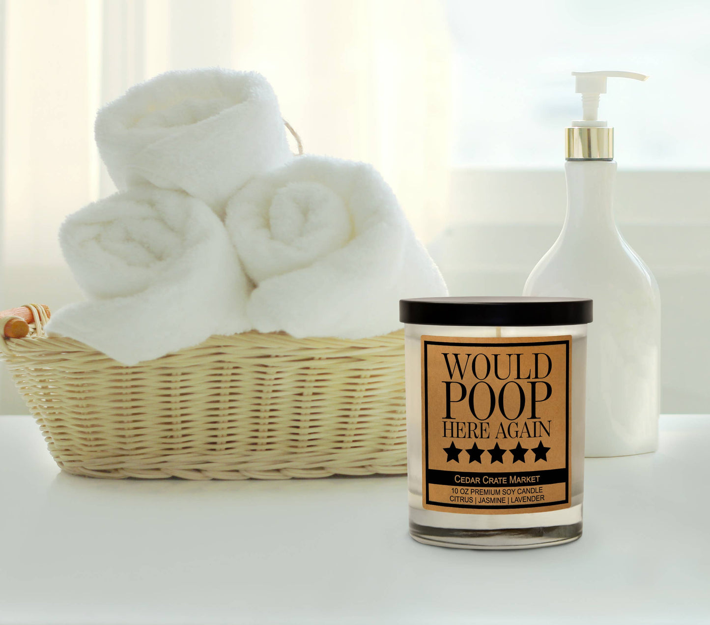 Would Poop Here Again Soy Candle