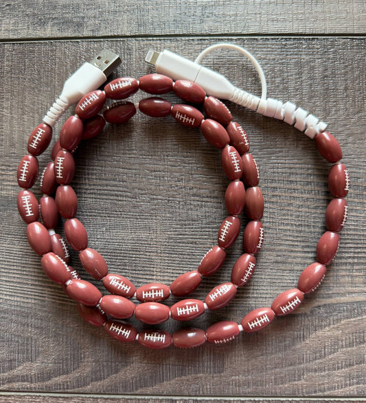 Football Beaded Phone Charger with Lightening and USB-C