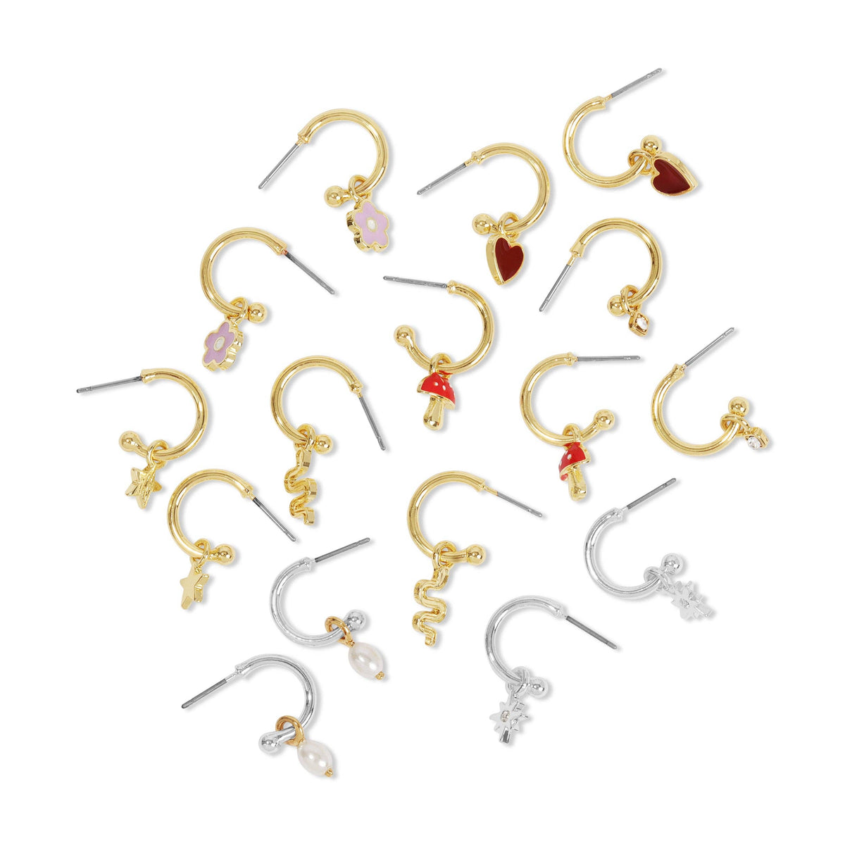 Hoops with Drop - Starburst (silver) - BRILLIANT