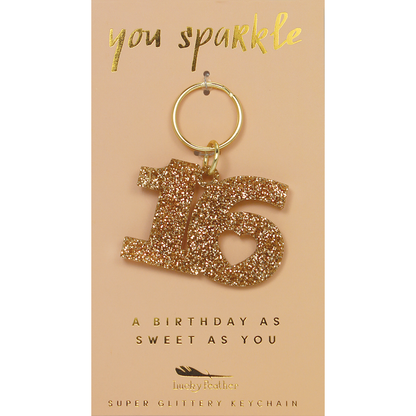 Glitter Keychain - Shape - SWEET 16