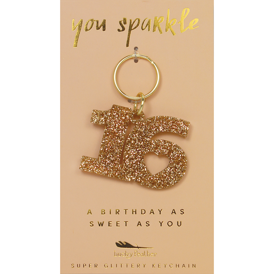 Glitter Keychain - Shape - SWEET 16