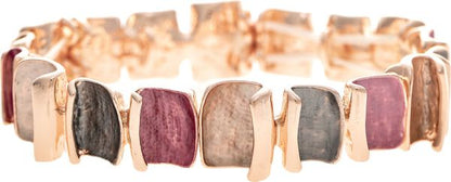 Rose Gold Multicolored Enamel Shapes Stretch Bracelet