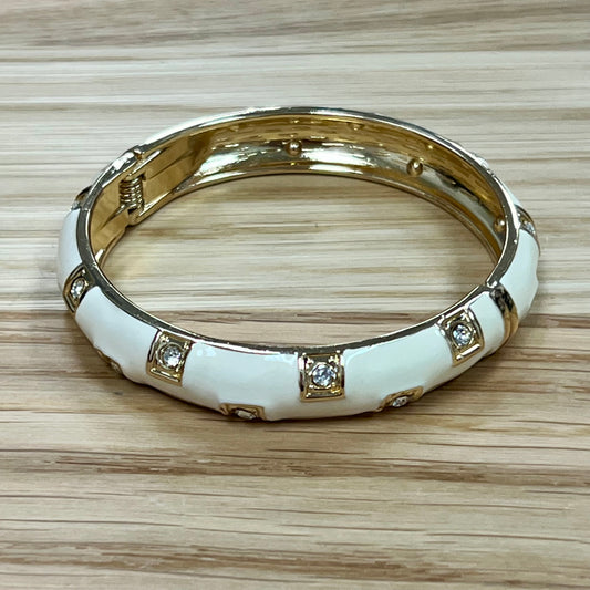 Ivory & Gold Bracelet With Rhinestones