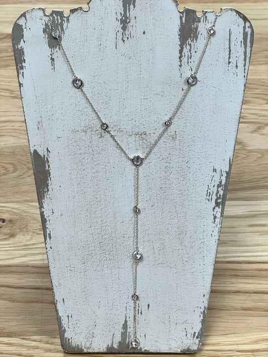 Dainty Gold Y Chain with Crystals Necklace